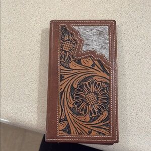 Brown and Black Floral Leather Wallet